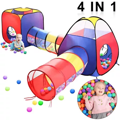 Kids Play Tents Pop Up Tunnel Baby Toddler Crawl Balls Pit Playhouse Portable • £25.59