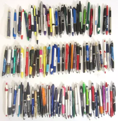 Lot Of 100 Advertising Ball Point Pens Retractable - New - Used - Vintage ☆ (2) • $19.99