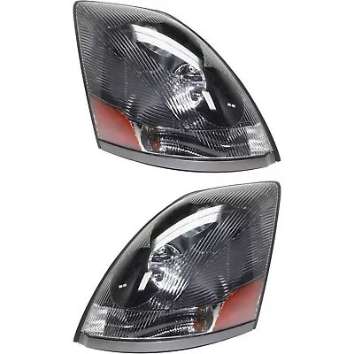 Headlights Headlamps W/ Black Bezel Pair Set For 04-17 Volvo VN/VNL Truck NEW • $247.41