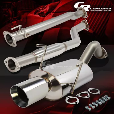 4  OVAL MUFFLER ROLLED TIP CATBACK EXHAUST SYSTEM FOR 02-05 HONDA CIVIC Si EP3 • $143.88