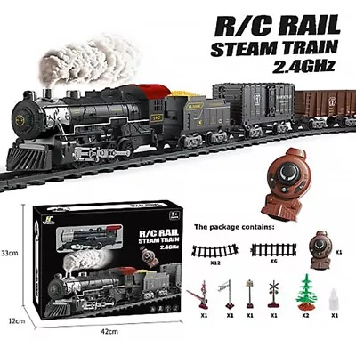 Remote Control Big Scale Steam Train Set With Sound & Light Freight Cars • $59.95