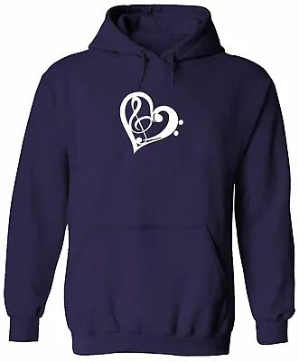 Love Music Pullover Hoodie Sweater Unisex Gaphic Gift Bass Clef Heart Treble • $35.98