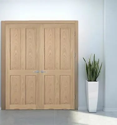 Oak Door Pair Internal French Doors 4 Panel Rm0 Composite Unfinished Double Door • £249.99