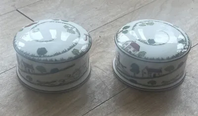 A Pair Of Coalport Hunting Scene Trinket Boxes • £34