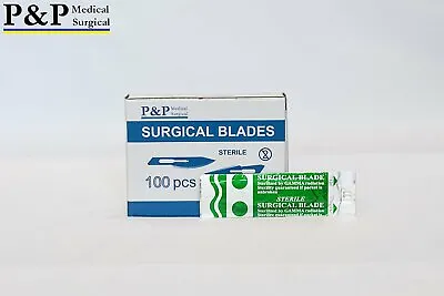 Disposable Surgical Scalpel Blades Sterile By P&P Medical Surgical Box Of 100 • $9.79