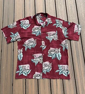 Tropical Hawaiian Shirt Size XL AOP Pierre Cardin Short Sleeve Palm Tree Floral • $19.99