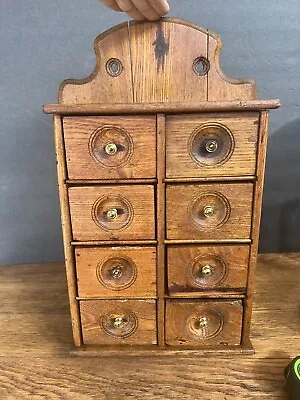 Antique VTG Farmhouse Wooden Apothecary Spice Cabinet Rack Hanging  Wall Mount • $120