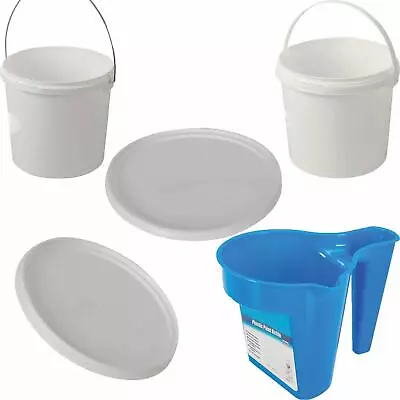 Plastic Buckets Tubs & Paint Kettle Lids Painting Craft Handle Container Pot • £9.99