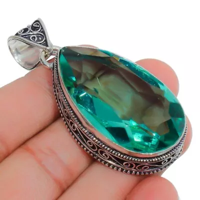 Blue Apatite Gemstone Handmade 925 Sterling Silver Jewelry Pear Cut Pendant • $11.31