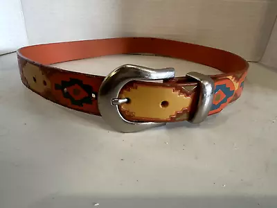 Vintage Milor South Western Cowgirl Native Colorful Belt Sz M-l 32 -34  Leather • $24.99