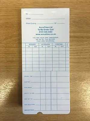 £62 • Buy Cards For Time Recorder Clocking In Clock Machine WEEKLY Model - 500 Pack