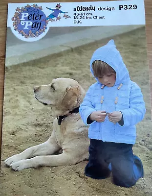 £3.75 • Buy Childrens Textured Striped Hooded Duffel Coat KNITTING PATTERN Boy Peter Pan 329