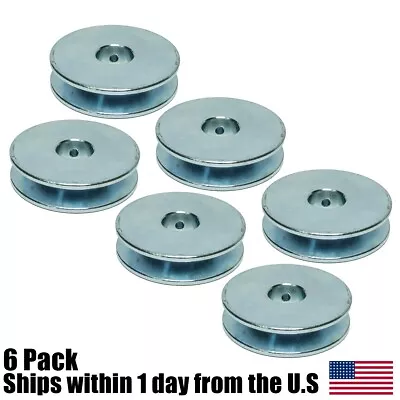 6PK All Steel Flat Mount Wire Rope Cable Pulley 2 1/2  OD 3/4  ID Universal • $35.99