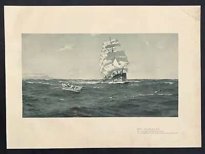 Sailing Ship Off Valparaiso By Somerscale Original Photogravure Print 1902 • £41.45