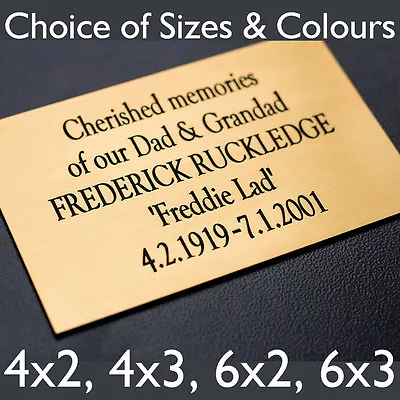 £22.95 • Buy Engraved Plaque For Bench, Memorial, Door Sign In Silver Or Brass Effect