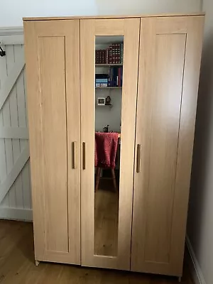 Ikea Brimnes 3 Door Wardrobe Mirror Oak Effect • £120