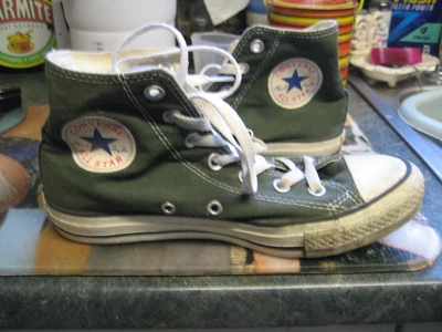 £5.50 • Buy Converse All Star Khaki Green Hi Top Lace Up Baseball Boots Trainers Uk 5.5