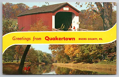 Vintage Postcard PA Quakertown Bucks County Greetings Covered Bridge -4827 • $2.01