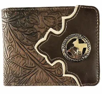 Texas State Mens Wallet Western Bifold Style W090-32 Brown • $10.99