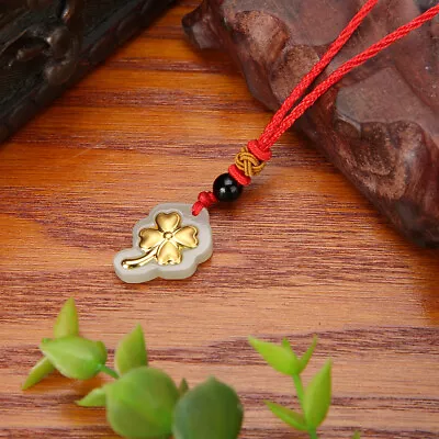 Fashion Four Leaf Clover Jade Pendant Necklace Jewelry Gift For Women Men SG5 • £6.61