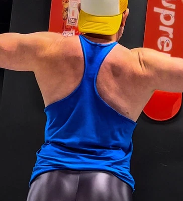 £5 • Buy Men's Stringer Gym Vest Stretch Cotton Royal Blue L