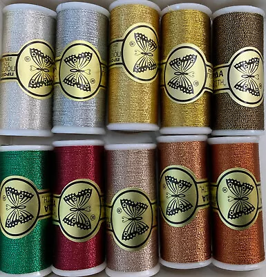 Metalic Embroidery Thread-Butterfly Thread-metalic Thread 11 Colours 35metres • $9.50