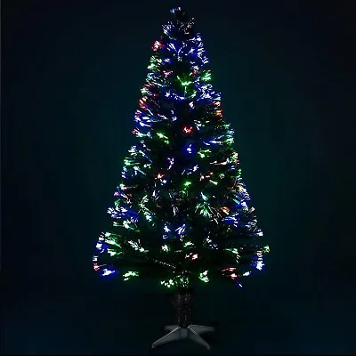 £36.99 • Buy Christmas Tree Fibre Optic 4ft Black Xmas Pre Lit Multi Colour Changing