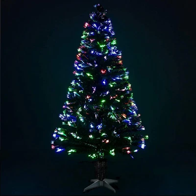 £36.99 • Buy Christmas Tree Fibre Optic 4ft Black Xmas Pre Lit Multi Colour Changing