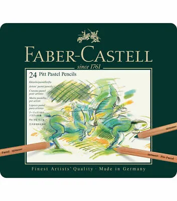 Faber-Castel FC112124 Pitt Pastel Pencils In A Metal Tin (24 Pack) Assorted • $59.99