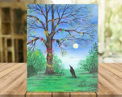£133.81 • Buy METAL SIGN RYTA Plaque ART Spring Wishing Tree Raven Crow Landscape PAGAN CELTIC