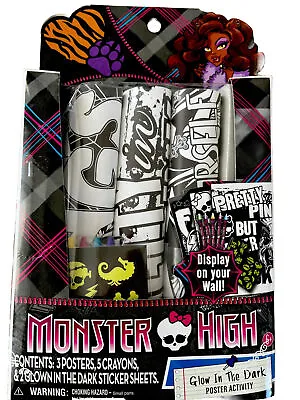 Monster High Stickers & Poster Activity Glow In Dark 2014 Unused NIP • $65