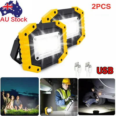 $26.33 • Buy 2Pcs LED Work Light USB Rechargeable Camping Tent Night Torch Flood Lamps UK