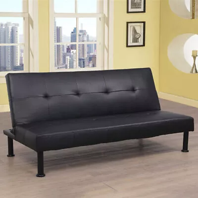 Modern Faux Leather Living Room Sofabed Foldable Futon Couch Sleeper Sofa Bed US • $199.99