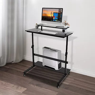 Mobile Standing Desk Adjustable Standing Computer Desk Computer Workstation • $142.49