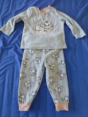 Girl's 12-18 Month Disney Baby 2 Piece Fleece Aristocats Marie Pyjamas Nightwear • £0.99