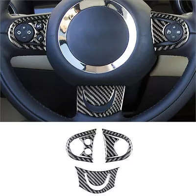 For Mini Cooper 2007-10 5Pcs Carbon Fiber Car Interior Steering Wheel Cover Trim • $16.29