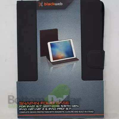 Black Web Complete Protection Snap-In Folio Case W/Built-In Stand For IPad Black • $11.24