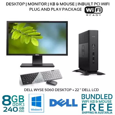 Computer Package Dell 5060 8GB 240GB SSD 22/24  LCD Win10P WIFI • $289.99