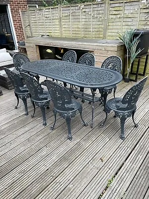 £875 • Buy Cast Aluminium Large Garden Table And 8 Chairs Vintage Set