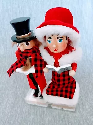 Set Of 2 Nutcracker Christmas Carolers Singers 8 In Tall Wooden 2018 • $29.99