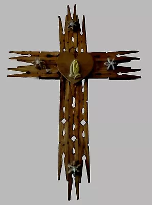 Handmade Wooden Cross Folk Art  Clothespin Art 11  • $15