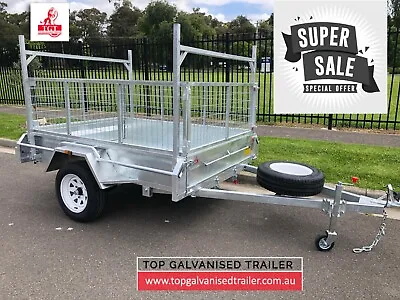 7x5 Box Trailer Galvanised Single Axle With 600mm Cage Ladder Racks 750kg ATM • $2800