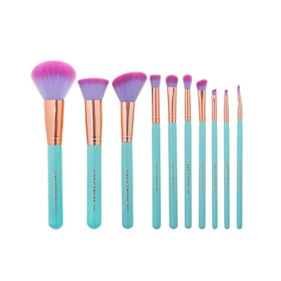 $22 • Buy 10 Piece Professional Makeup Brush Set Soft Synthetic Unicorn Blue