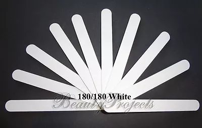 10pc White Nail Files 180/180 Grit 7  Acrylic Nail File White Plastic Center • $8.25