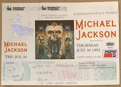 Michael Jackson 30th July 1992 Dangerous Tour Concert Ticket Unused Rare & Mint • $25.27