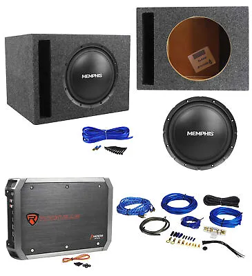 Memphis Audio SRX1040 10  400w SRX 4 Ohm Subwoofer+Vented Box+Amplifier+Amp Kit • $237.85