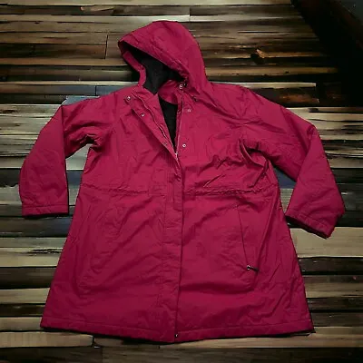 £43.65 • Buy LL Bean Coat Jacket Womens 2XL Red Hooded Sherpa Fleece Lined Full Zip Nylon