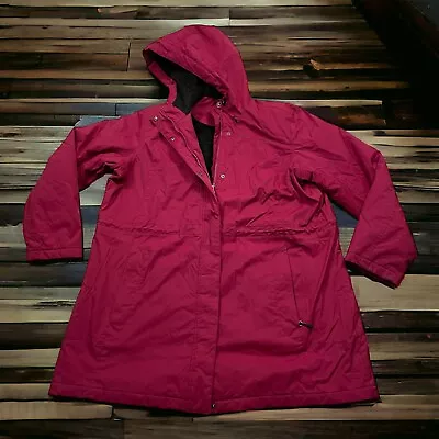 £43.65 • Buy LL Bean Coat Jacket Womens 2XL Red Hooded Sherpa Fleece Lined Full Zip Nylon