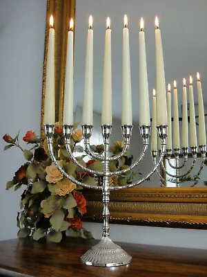 Candlestick Menora Silver David Chandelier Hanukkah Candle Stand Noble Luxury • £64.80