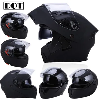 Flip Up Modular Full Face Motorcycle Helmet Dual Men Women Visor Motocross DOT • $56.99